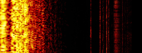 orange sound wave patterns on a black background
