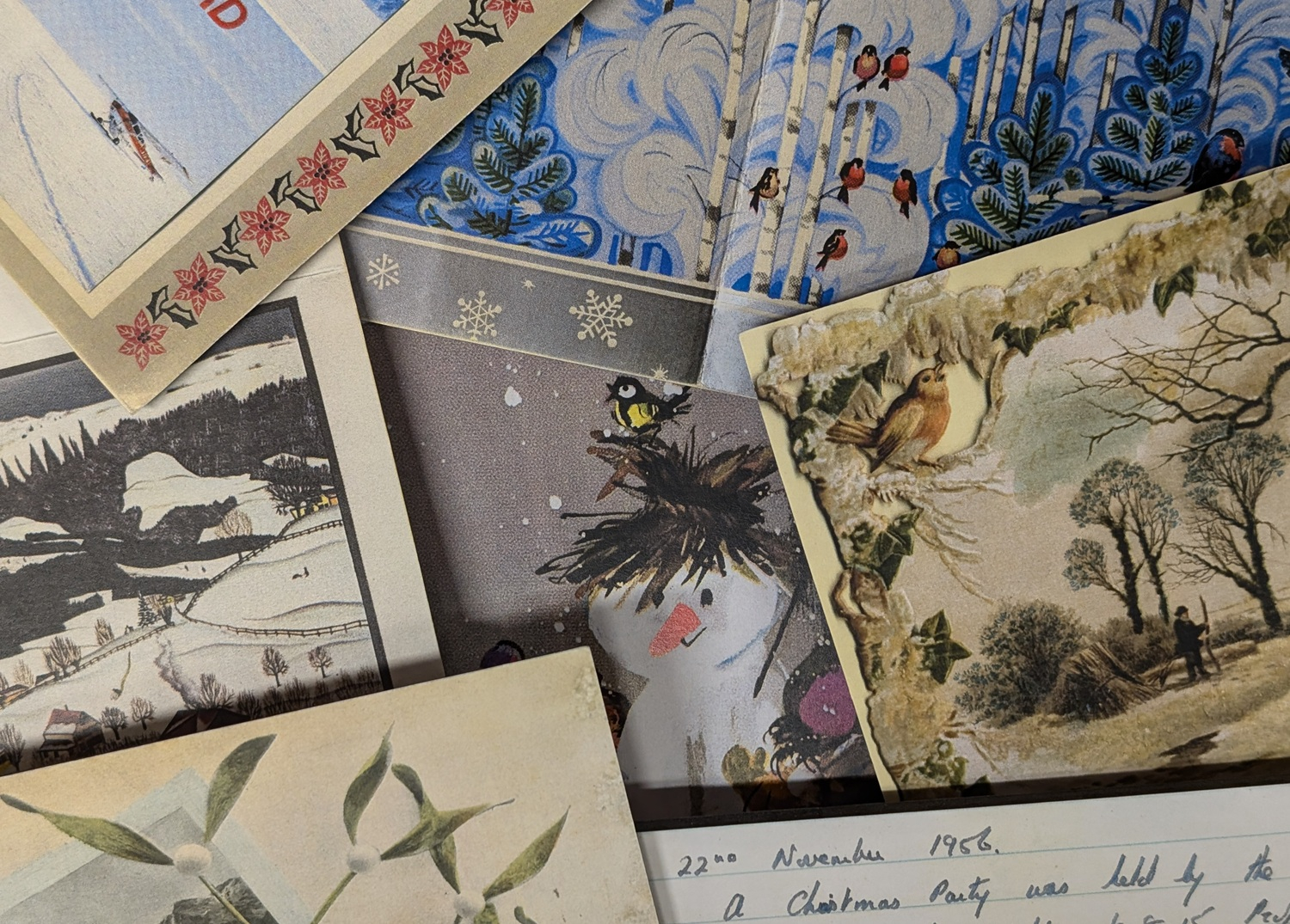 A set of beautifully illustrated, old-fashioned Christmas cards